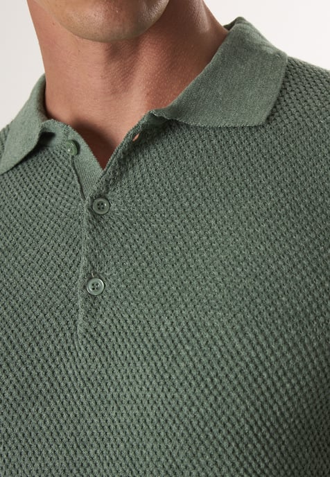 Pullover Sweater With Polo Collar And Buttons - Image 3