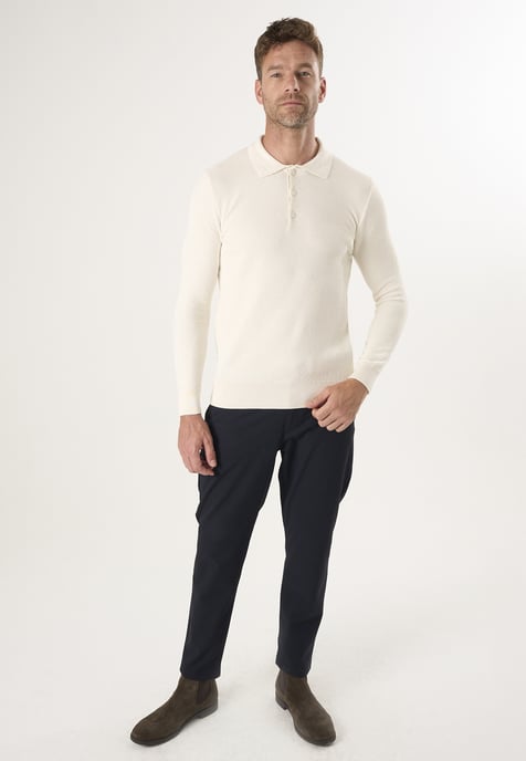 Pullover Sweater With Polo Collar And Buttons - Image 2