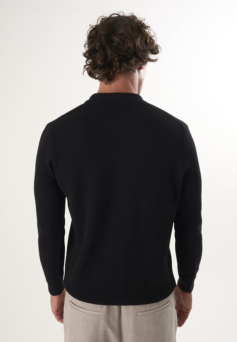 Pullover Sweater With Polo Collar And Buttons - Image 4