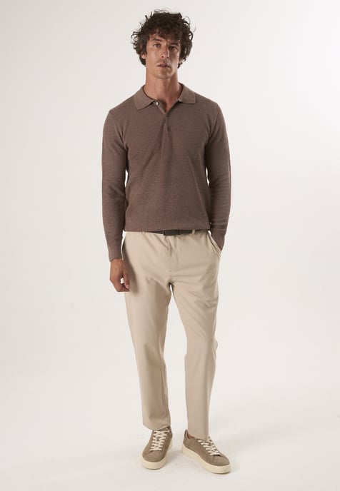 Pullover Sweater With Polo Collar And Buttons - Image 2