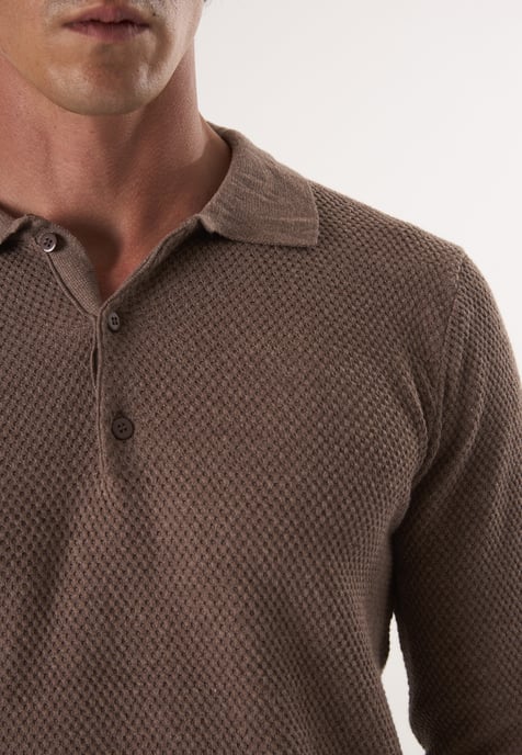 Pullover Sweater With Polo Collar And Buttons - Image 3