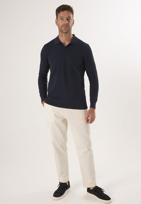 Pullover Sweater With Polo Collar And Buttons - Image 2