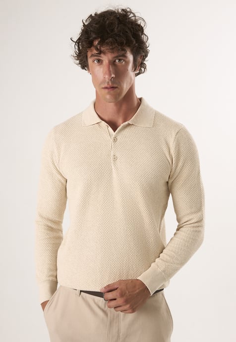 Pullover Sweater With Polo Collar And Buttons - Image 1