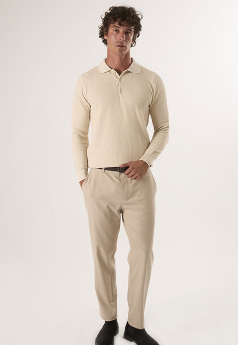 Pullover Sweater With Polo Collar And Buttons - Image 2
