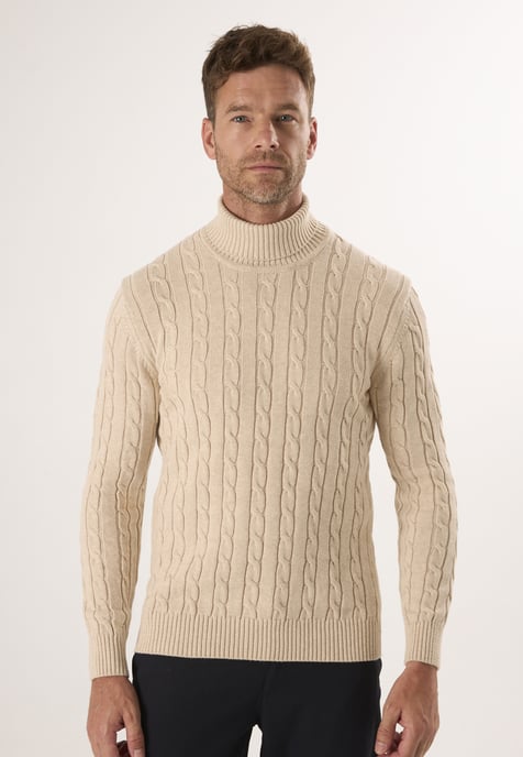 Pullover Cable Knit Turtleneck Pullover - Image 1