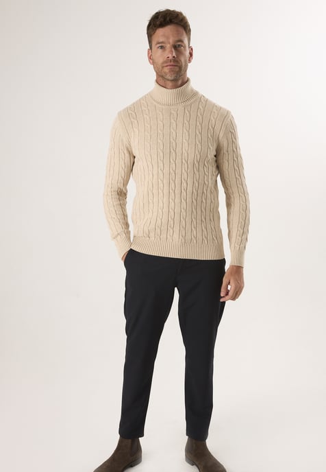 Pullover Cable Knit Turtleneck Pullover - Image 2