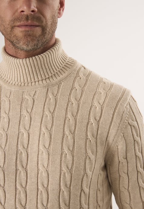 Pullover Cable Knit Turtleneck Pullover - Image 3