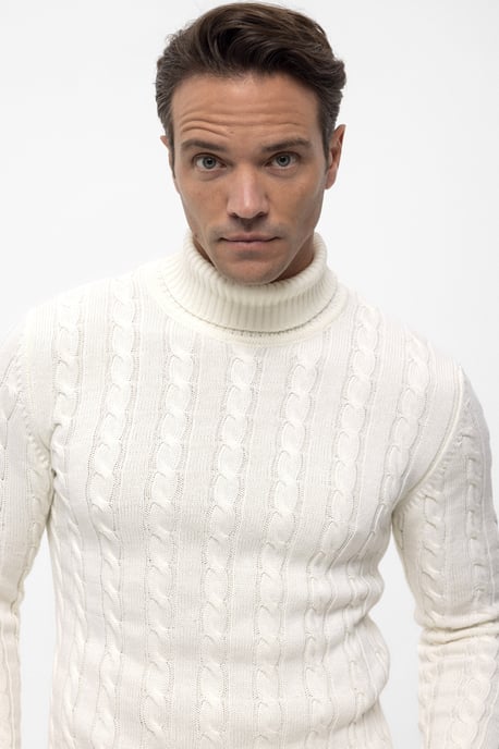 Pullover Cable Knit Turtleneck Pullover - Image 2
