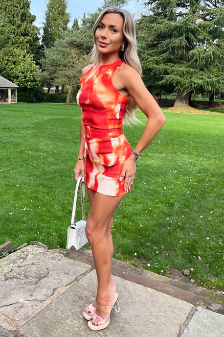 Orange Tie Dye Round Neck Belted Skort Cargo Playsuit - Image 3