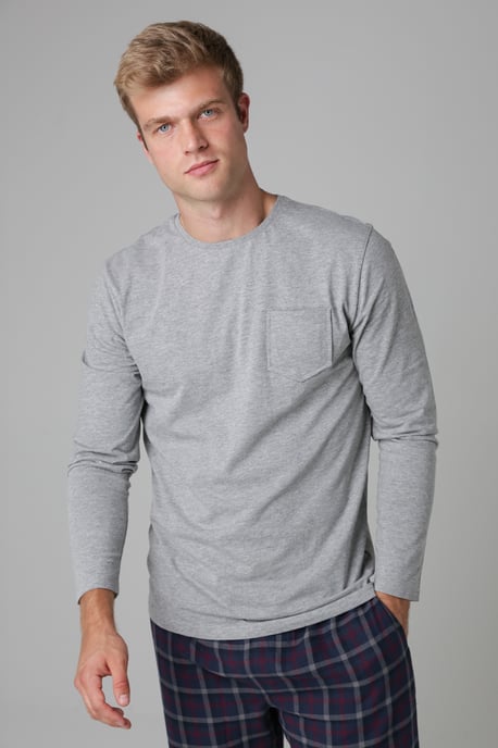 Mid Grey Cotton Long Sleeve Pyjama Set - Image 3