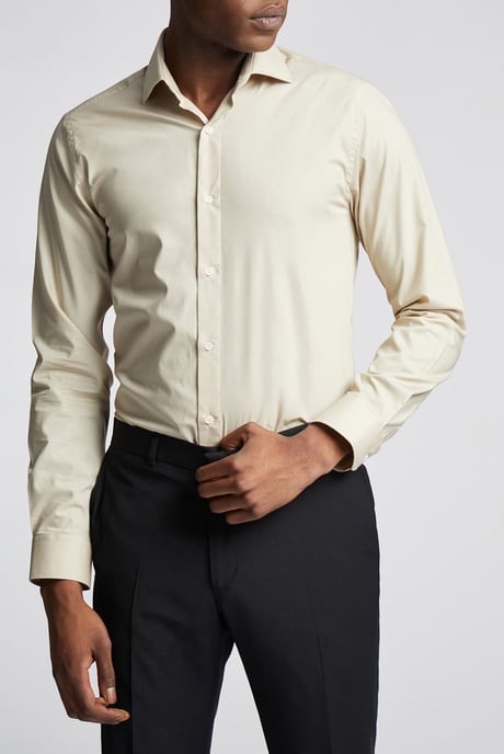 Slim Fit Poplin Single Cuff Cutaway Collar Shirt - Image 1