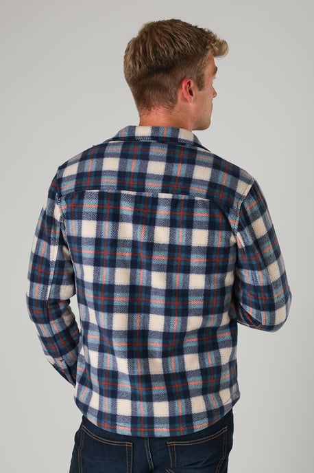 Blue Checked Yarn-Dyed Fleece Shirt - Image 2