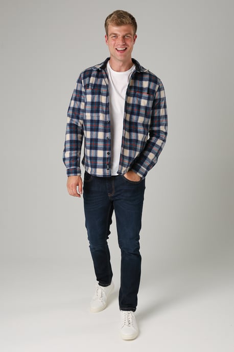 Blue Checked Yarn-Dyed Fleece Shirt - Image 3