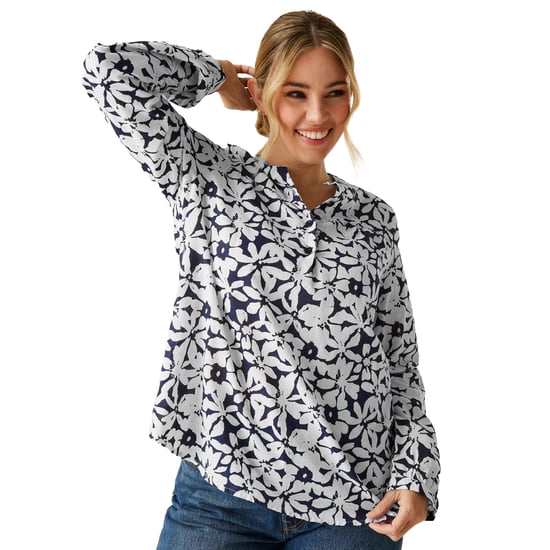 Regatta Dames/Dames Natine Large Bloemig Lichtgewicht Shirt (Marine, Wit) - Image 4