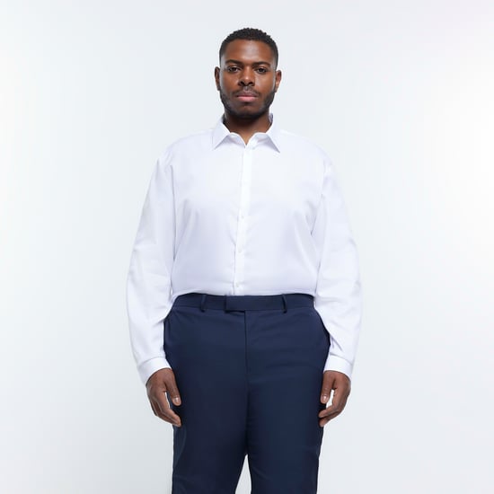 River Island Mens Egyptian Shirt White Big & Tall Textured - Image 1
