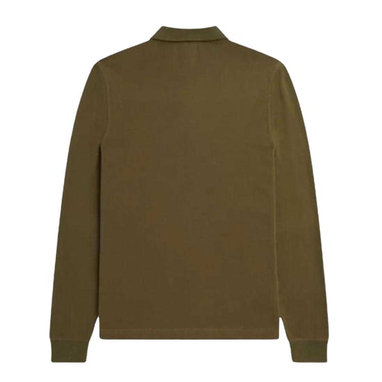 Fred Perry Unisexpoloshirt met lange mouwen, effen voor volwassenen (Kaki Groen) - Image 2