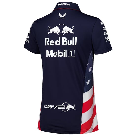 Castore Red Bull Racing America Race Womens Navy Polo Shirt - Image 2