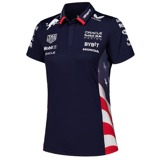 Castore Red Bull Racing America Race Womens Navy Polo Shirt - Image 1