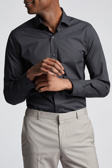 Slim Fit Poplin Single Cuff Cutaway Collar Shirt - Image 1