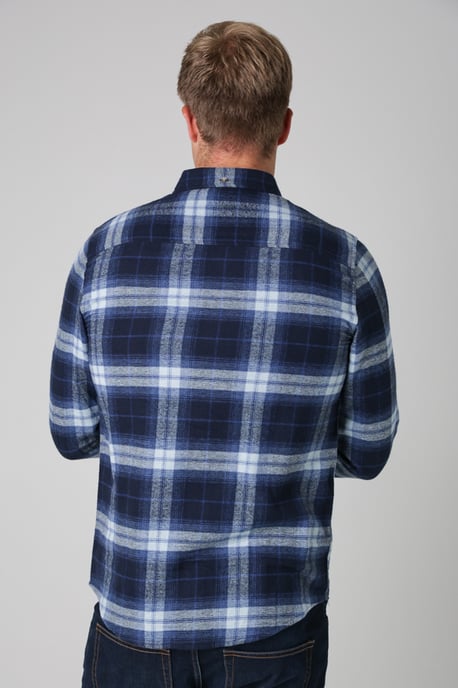 Dark Navy Cotton Printed Long Sleeve Shirt - Image 2