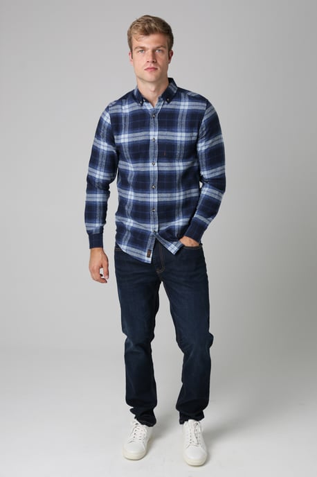 Dark Navy Cotton Printed Long Sleeve Shirt - Image 3