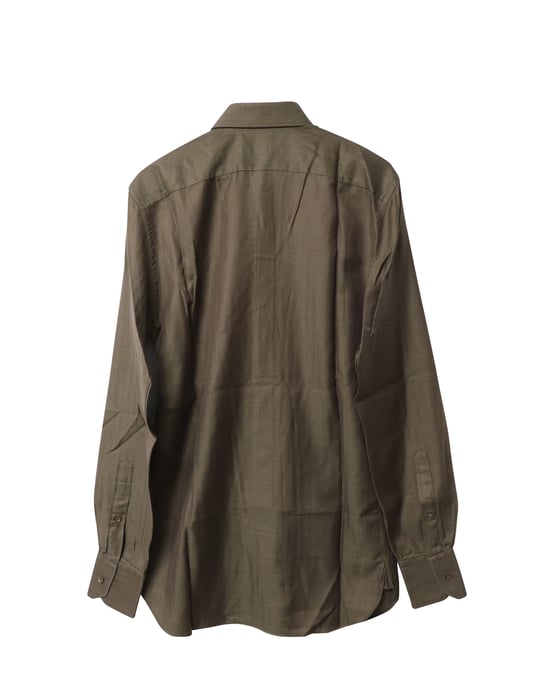 Gucci Haringbone Overhemd met Knopen in Donkerbruin Katoen - Image 2