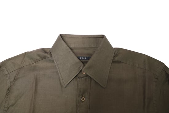 Gucci Haringbone Overhemd met Knopen in Donkerbruin Katoen - Image 3