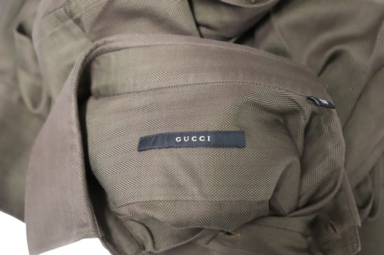 Gucci Haringbone Overhemd met Knopen in Donkerbruin Katoen - Image 4