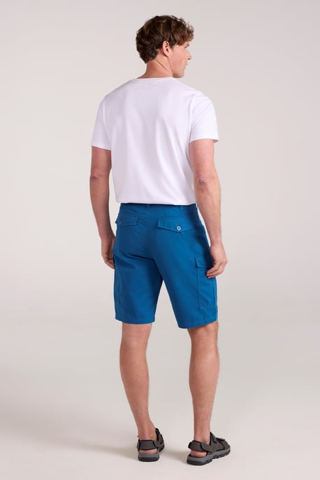 'Lakeside' Mens Twill Cotton Cargo Shorts With Multiple Pockets Teal - Image 4