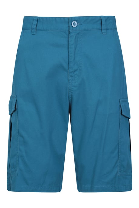 'Lakeside' Mens Twill Cotton Cargo Shorts With Multiple Pockets Teal - Image 5