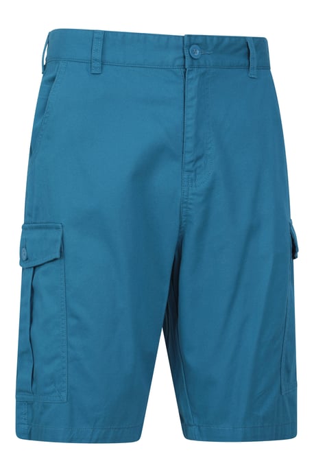 'Lakeside' Mens Twill Cotton Cargo Shorts With Multiple Pockets Teal - Image 6