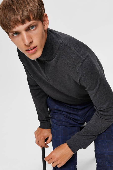SELECTED HOMME blandad finstickad tröja SLHBERG antracit - Image 3