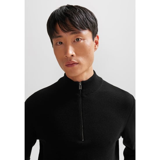 Men's Hugo Boss Ebrando-P Half-Zip Sweatshirt in Black - Image 4