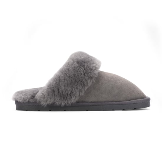 Women's Genuine Sheepskin Grey Suede Mule Winter Slippers - Luna - Image 1