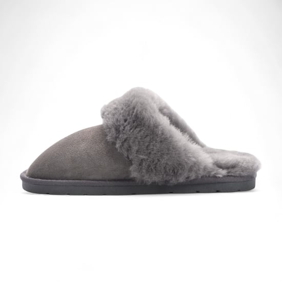Women's Genuine Sheepskin Grey Suede Mule Winter Slippers - Luna - Image 4