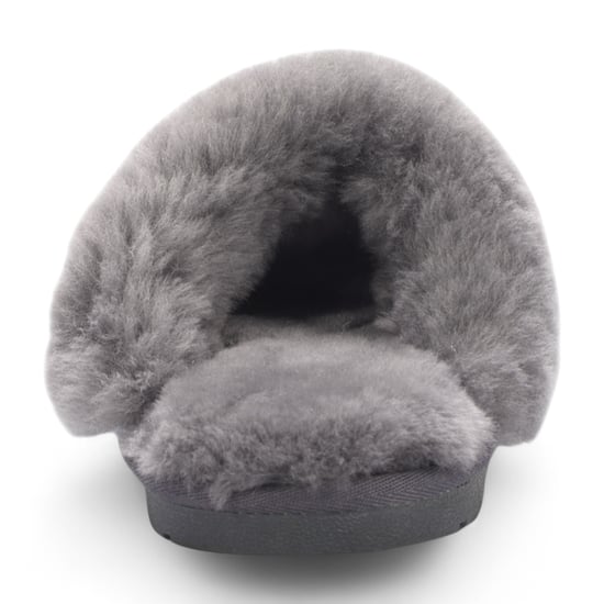 Women's Genuine Sheepskin Grey Suede Mule Winter Slippers - Luna - Image 5