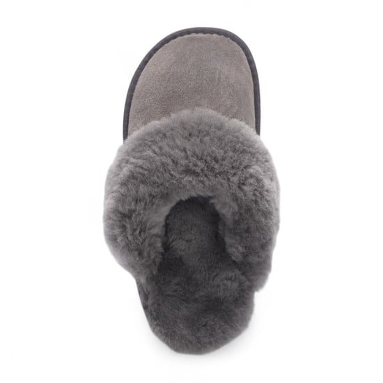 Women's Genuine Sheepskin Grey Suede Mule Winter Slippers - Luna - Image 6