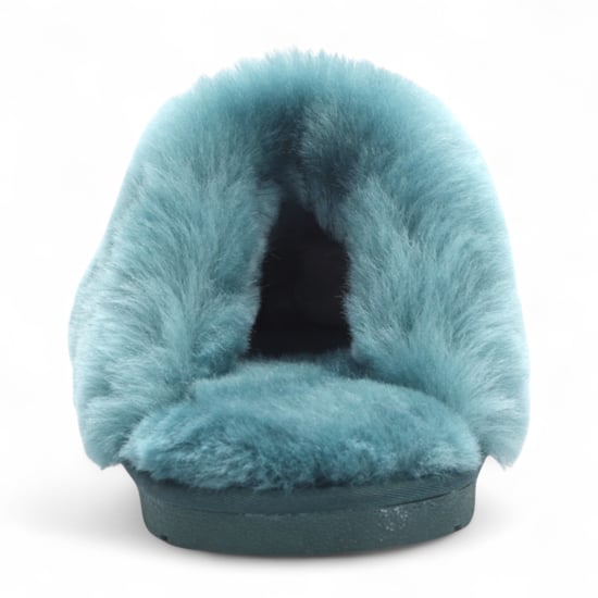 Women's Genuine Sheepskin Green Suede Mule Winter Slippers - Luna - Image 5