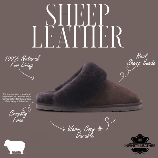 Women's Genuine Sheepskin Brown Suede Mule Winter Slippers - Luna - Image 2