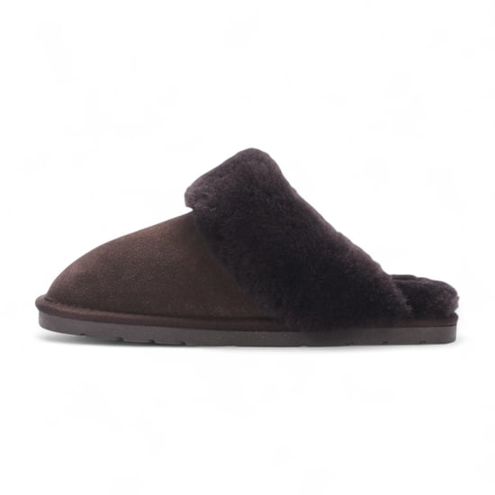Women's Genuine Sheepskin Brown Suede Mule Winter Slippers - Luna - Image 4