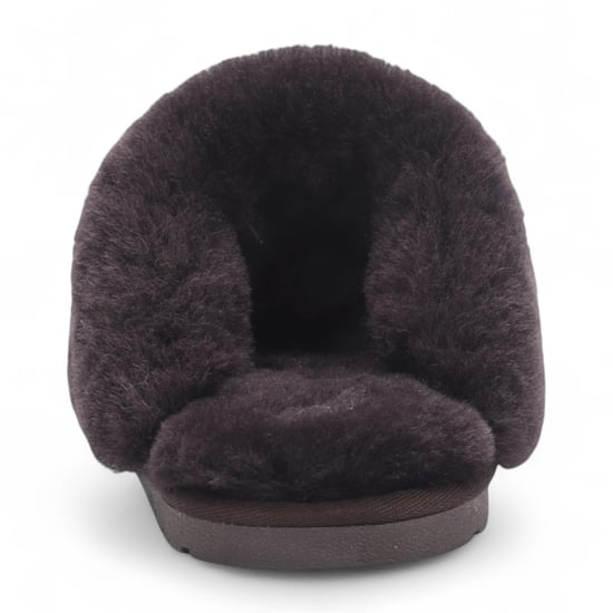 Women's Genuine Sheepskin Brown Suede Mule Winter Slippers - Luna - Image 5