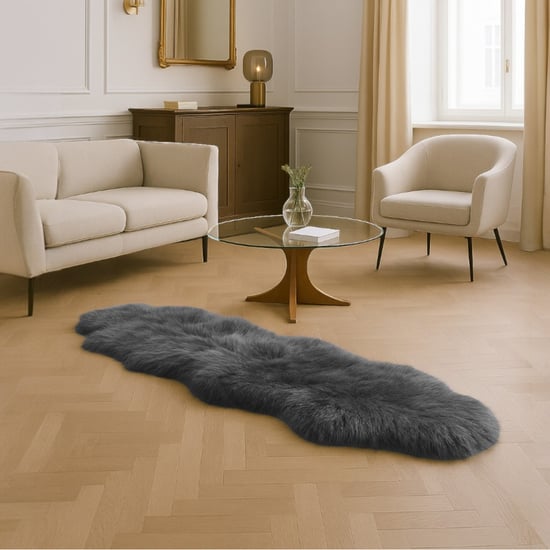 Äkta fårskinnsmatta i antracitgrå, dubbel, naturlig, fluffig, silkeslen mjuk ull - Image 3