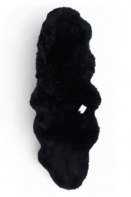 Äkta fårskinn svart dubbel naturlig silkeslen fluffig mjuk äkta ullmatta - Image 2