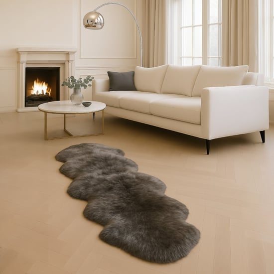 Äkta fårskinnsmatta med svampmotiv, naturlig silkeslen, fluffig och mjuk ull - Image 1