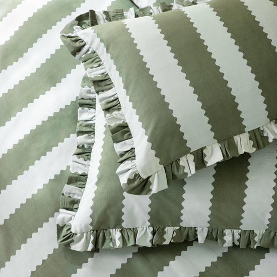 Wylder Birdie Stripe Ruffle Duvet Set, Bay Green/Mist, King - Image 4