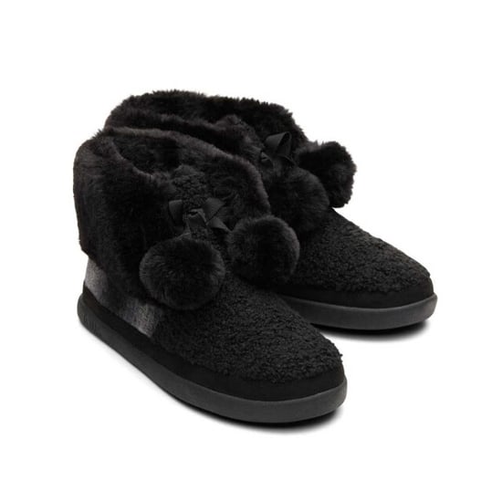 Toms Celeste black faux shearling plaid pantoffel - Image 2