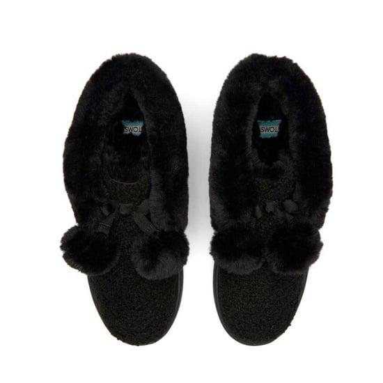 Toms Celeste black faux shearling plaid pantoffel - Image 3