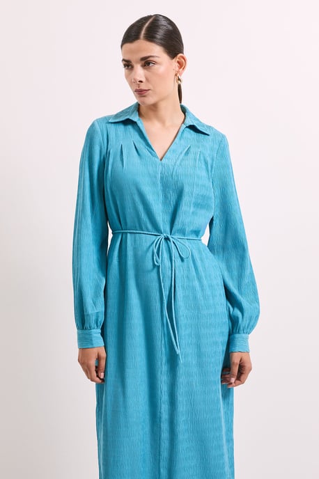 Crinkle Column Shirt Mid Dress - Image 2