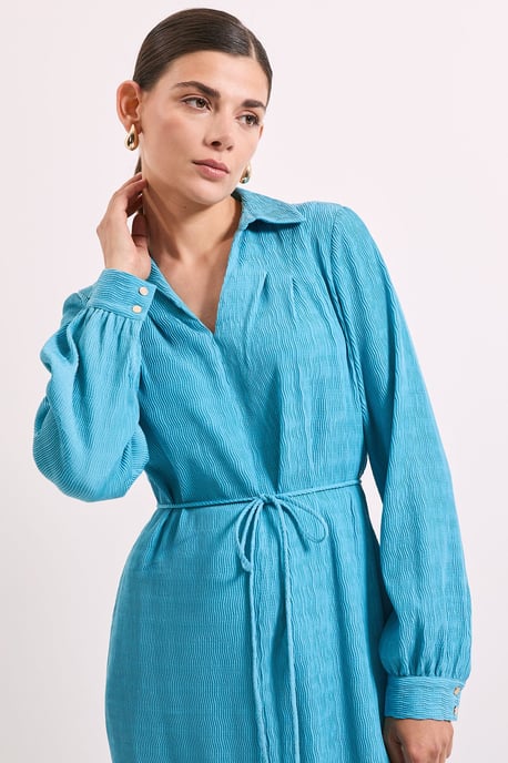 Crinkle Column Shirt Mid Dress - Image 3