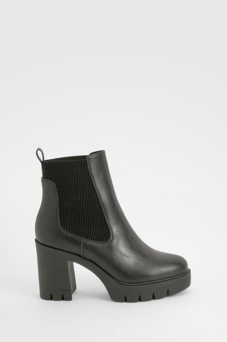Wide Fit Textured Chunky Heeled Chelsea Boot - Image 2